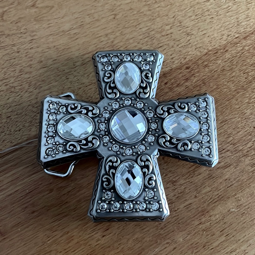 Crystal Cross Rhinestone Large Belt Buckle